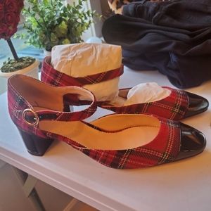 J.Crew Patent Plaid Heels
